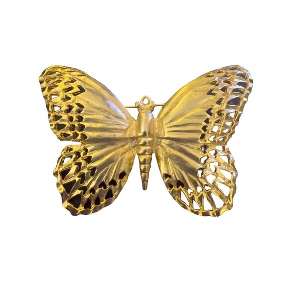 Butterfly Brooch Gold Tone Large Nice Detail Lightweight - Picture 5 of 5